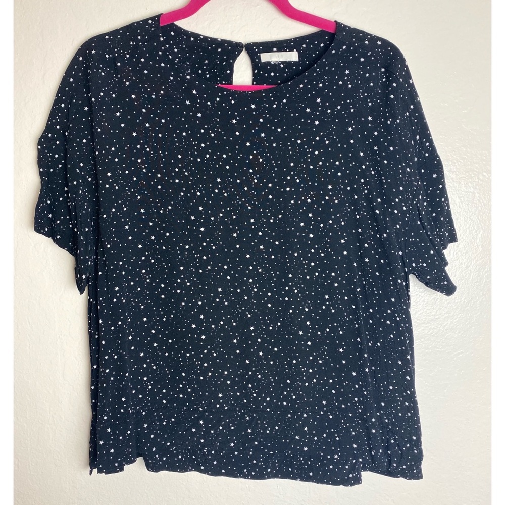 H&M Black Short Sleeve Top with White Stars